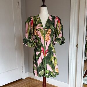 FARM Rio Pink & Green Tropical Mini Dress